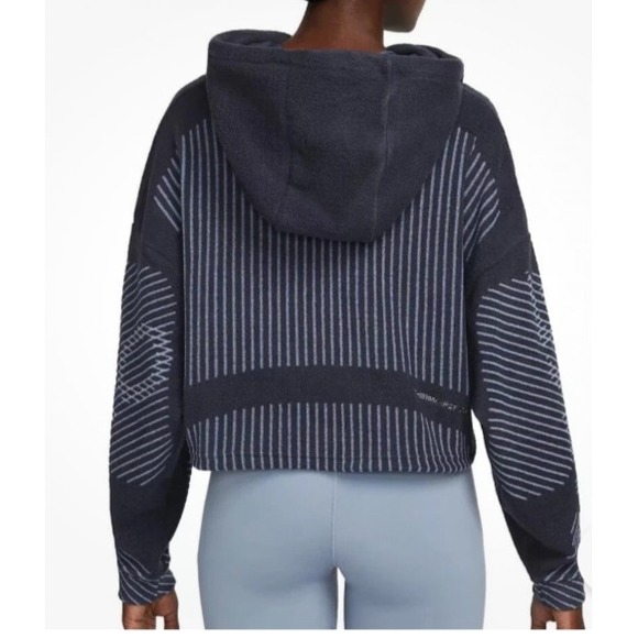 Women's Size Small Nike Pro Therma Fit ADV Fleece Crop Stretch Hoodie Blue - Picture 2 of 8